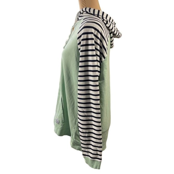 Orvis Women's Pullover Top Shirt Stripe Hoodie Long Sleeve Green White Size L La - Picture 2 of 9